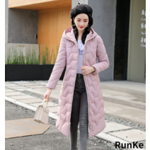 RunKe 겨울 롱 패딩 여성 경량 패딩 벨트 경량 재킷