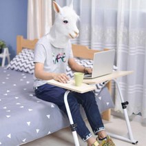 접이식 높이조절 쇼파 침대 노트북테이블 원룸책상 거실 간편업무 1인용, 오크