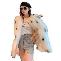 인조밍크코트 마블 블랙&화이트 밍크코트 하프코트 여동고단 젊은 패션