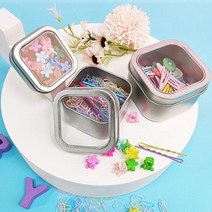 사각 투명 틴 케이스 포카 머리끈 실핀 면봉 정리함, 3사각투명틴케이스-대, 윤영마켓 3사각투명틴케이스-대