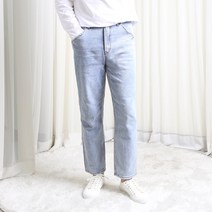 캣워싱 히든밴딩 스판 아이스블루 세미와이드청바지(CUDG6092)