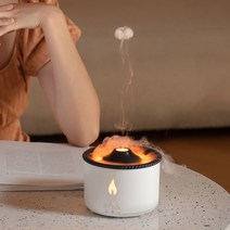 불멍가습기 볼케이노 불멍 용암 화산 모닥불 가습기 어댑터포함, 화이트+어댑터