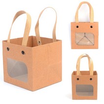 정사각 쇼핑백 윈도우 소형 브라운 종이쇼핑백 윈도우쇼핑백 투명창쇼핑백 크라프트쇼핑백