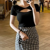 퍼니걸스 6727 무지 꼬임 꽈리 트임 반팔 티셔츠 여성의류
