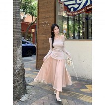 쉬폰 프렌치 탑 여신 스커트