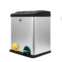 페달식 재활용 스탠드 분리수거함 2구 가정용 사무실 회사분리수거함 청소용품 쓰레기통 분리배출 탕비실, 스텐분리수거함24L