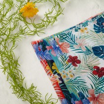 나염 폴리원단 열대야패턴 원피스 의류원단 소품만들기 트로피컬원단 패브릭원단 홈패브릭 5종, 쉬폰, 민트