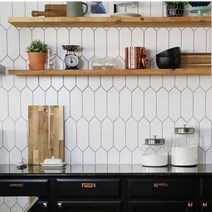 자기질 모자이크타일 60x200마름모 [화이트], 유광