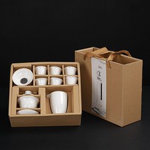 도자기 찻잔 세트 세라믹 선물 전통주 접대 선물용, 환경 보호 상자 작은 모자 4개 티 타월