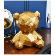 크리스탈 곰돌이 대형 저금통 선물용 집들이 인테리어 소품 조각 오브제, 스몰골드