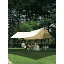 실타프 대형 경량 헥사 백패킹 캠핑 렉타 미니멀 차박 그늘막 오토캠핑 타프, 베이지 4.5x6m