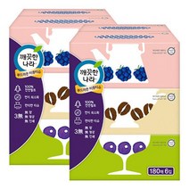 깨끗한나라 미용티슈 180매 (6개입) / 20x23cm