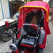 전기 세발 자전거 캐노피 우산 야외 방수 자외선차단 접이식 커버, 커튼 후드 너비 85 위장 증가