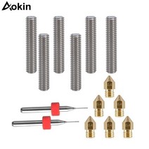 6pcs 30mm 길이 압출기 1.75 튜브 + 6 mk8 makerbot reprap 3d 프린터 용 0.4 황동 노즐 트 헤드, for Mk8