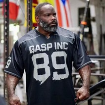 반팔 v 미국 피트니스 GASP 티셔츠 넥 오버핏 메쉬 통기성