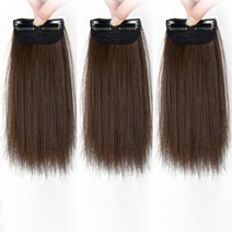 일월전빵 옆머리 정수리 볼륨업 부분 가발 헤어피스 헤어뽕 붙임머리 앞머리 반가발 인모 B-W004, 30cm-3p, 라이트브라운