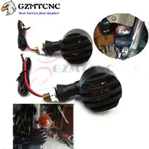 오토바이용품 튜닝 턴시그널 할리 혼다 가와사키 크루저 쵸퍼 카페 레이서 용 1 쌍 총알 회전 신호 표시기 깜박이 조명 램프 블랙, 없음