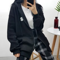 쿠마 자수흰둥이후드집업(간절기 기모)