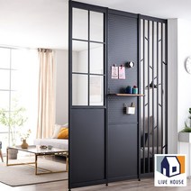 인테리어 우드 철제 원목 유리 사무실 스트라이프 이동식 파티션 가벽 칸막이 가림막, 4.철제 파티션 하이 모던화이트, 투명유리