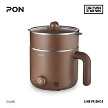 라인프렌즈 스팀쿠커 전기냄비 전기찜기 멀티쿠커 라면포트 브라운 샐리