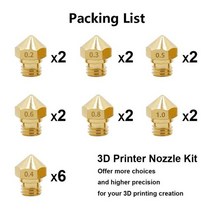 10pcs mk10 m7 압출기 노즐 0.4mm1.75mm 3d 프린터 용 황동 압출기 프린트 헤드 wanhao dupicator d4i3dremel qidi makerbot, 18pcs 키트