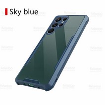 갤럭시 s23 케이스 삼성 호환 S23 울트라 투명 아크릴 뒷면 커버 S 23 플러스 5G 헤비 듀티 카메라 보호 Fundas, [04] S22 Ultra, [02] Blue 2