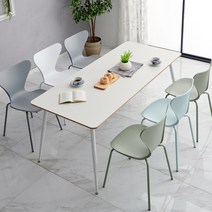 리빙룸가구/허밍 화이트 HPM 멜라민 라미네이트 2인/4인/6인/8인 식탁세트/라운딩식탁/카페테이블, 6인-1800(의자6개), 배송메세지-기재요청
