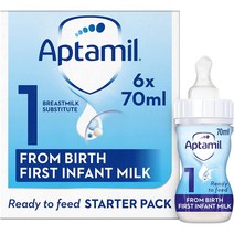 Aptamil 1단계 베이비 우유 스타터팩 레디투유 리퀴드 신생아용 압타밀 영국분유직구 6x70ml, 3개
