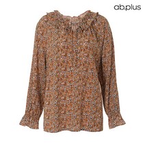 에이비플러스 ab.plus 넥 프릴 머스터드 플로럴 블라우스 (LSU3ZB24A)