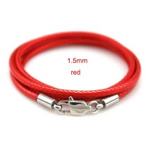 블랙 브레이드 왁스 코드 가죽 로프 스틸 걸쇠 문자열 체인 DIY 펜던트 목걸이 쥬얼리 만들기 Cordon Cuero, 07 Red 1.5mm_05 60cm