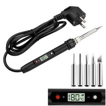 DIY 인두기 세트 용접기 온도조절, 80W-7개 세트 납땜 인두 팁