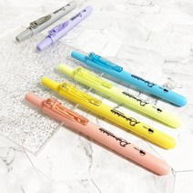 [레이지맨] 파스텔톤 안번지는 빈티지 볼펜식 노크 노크식 똑딱이 형광펜, 코랄