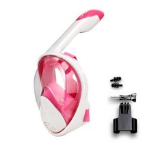 프리다이빙 수쿠버 마스크 COPOZZ스쿠버 수중 다이빙 김서림 방지 스노클 고프로 카메라용 호흡 남성 여성 풀 페이스 키즈 어린이 성인, White Pink+S/M