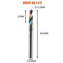 Dreanique-3.175 4 6 8mm CNC 싱글 플루트 솔리드 텅스텐 카바이드 합금 엔드밀 알루미늄용 DLC 코팅 밀링 커터 1 피스, DSA1F-D3.1-L17