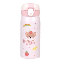 제이엔에스 애니멀프렌즈 보온보냉 원터치텀블러 350ml, 핑크