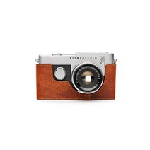 카메라 천연가죽 바디케이스 TP 오리지널 올림푸스 필름카메라 PENF 02-984BK, 적갈색