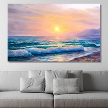 유홍아트 핑크 바다 와이드 풍경 사진 그림 액자 20호(73x46cm) (5839489)