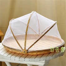 원형 덮개 망 싸리 채반 대나무 소쿠리 체반 명절 설 제사 추석 음식 전 보관 Wstug 증정, 라운드 클로즈 니트 40 cm