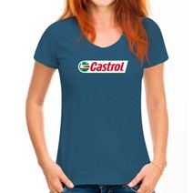 캐스트롤 티셔츠 오일 카 정비 매니아 레이싱 랠리 패션 라운드 넥 의류 캐주얼 탑스 티, 15 WoMen Azure blue_02 XS