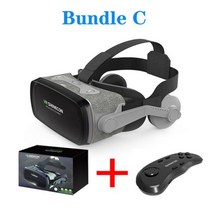 게임 가상현실 VR 3D VR 헤드셋 스마트 가상 현실 안경 스마트 폰용 헬멧 컨트롤러가있는 전화 렌즈 헤드폰, 03 Bundle C