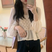여성 셔츠 블라우스 패션 의류 상의 셔츠 여성 블라우스 셔츠 패치 워크 속이 빈 긴 소매 여성 봄 가 탑 우아한 어 짧은 스타일 패션 얼짱 레트로