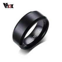 재물운 순결 절대 커플링 우정 반지 Vnox 남자 티타늄 블랙 웨딩 밴드 약혼 8mm