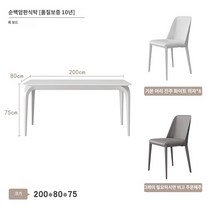 거실 밥상 현대 심플한 긴사각 식탁 의자 조립 티 테이블 크림 스타일의 순수한 흰색 슬레이트 식탁과 의자 가벼운 고급 이탈리아 스타일 직사각형 2023 인터넷 유명인의 새로운 수입 하이 엔드, S.순백색 식탁 200X80의자 8개(L타입)