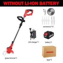 잔디깍기 예초기 조경 벌초 ONEVAN2500W 20000RPM 전기 잔디 깎는 기계 접이식 트리머 조정 가능한 가지 치기 절단 정원 도구 마키타 18v 배터리 사용, 1 Battery US Plug