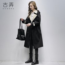 해외직구 여성 간절기 트렌치 코트 자켓 트렌치 코트 여 하프 2021년 봄 프리미엄 롱 니킥-93210