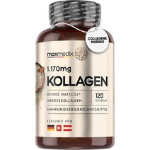 maxmedix 100% 순수 마린 콜라겐 1170mg - 가수분해 콜라겐 120캡슐(2개월) - 콜라겐 헤어 및 손톱 보충제 - 피부와 관절을 위한 마린 콜라겐 - 가수분해 마린, 1개