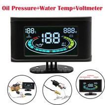 굴삭기 디스플레이 패널 모니터 화면 트럭 용 10mm 온도 센서가있는 4 in 1 lcd 12v24v 오일 압력 전압계 볼트 수온 오일 연료 게이지, 3 In 1 Gauge BG0029, 러시아