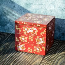 일식 도시락 초밥 일본 소풍 찬합 꽃 그림 벚꽃 중형 일본식 스시, M후지15X15X15CM