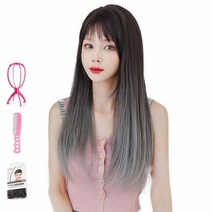 가발위드 긴머리 투톤 스트레이트 63cm 통가발 더 그레이+가발걸이1개+가발전용빗1개+가발망1개 세트상품, 그레이, 1세트