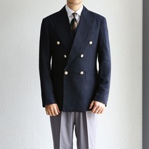 봄코디 린넨 금장 네이비 더블 블레이저 자켓